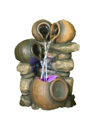 Hi-Line Gift Ltd. 3-Jug Pouring into One Fountain with Light
