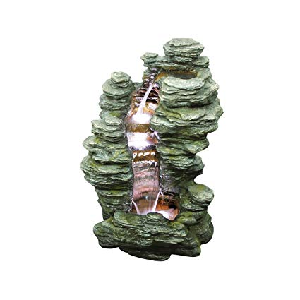 Water Fountain with LED Light - Mineral Point Garden Decor Rock Fountain - Outdoor Water Feature