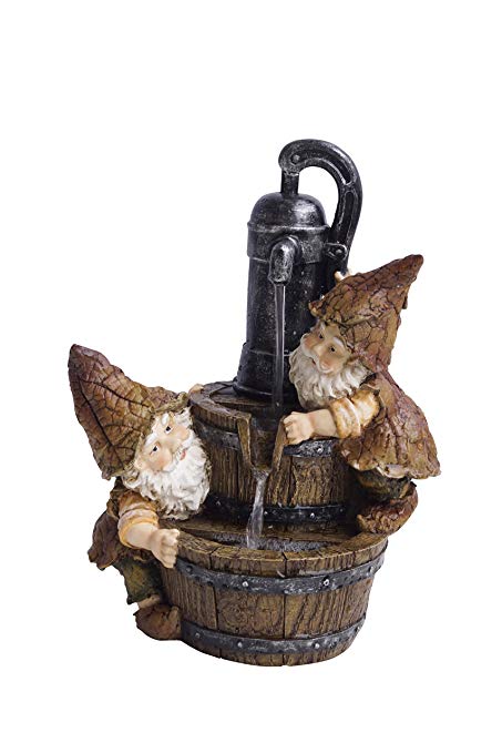 Alpine GXT738S Old Fashion Water Pump with 2-Gnomes Tabletop Fountain, 12