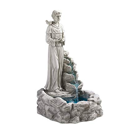 Water Fountain - Nature's Blessed Prayer St Francis Statue Garden Decor Fountain - Outdoor Water Feature