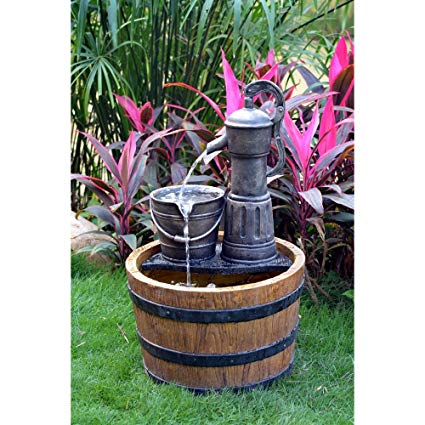 Tools Option Solar Sunnysaze Old Fashioned Water Pump Kit with Barrel Fountain