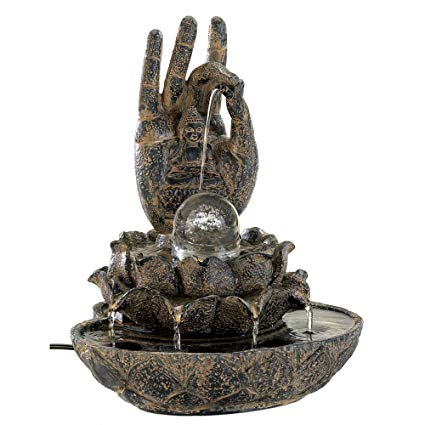 Gifts & Decor Hand of Buddha Stone Like Indoor Table Water Fountain