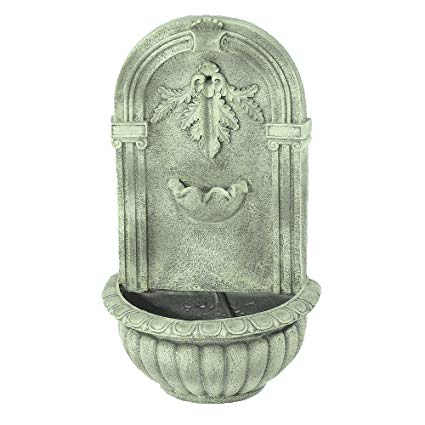 Sunnydaze Florence Outdoor Wall Fountain, French Limestone Finish, 27 Inch Tall