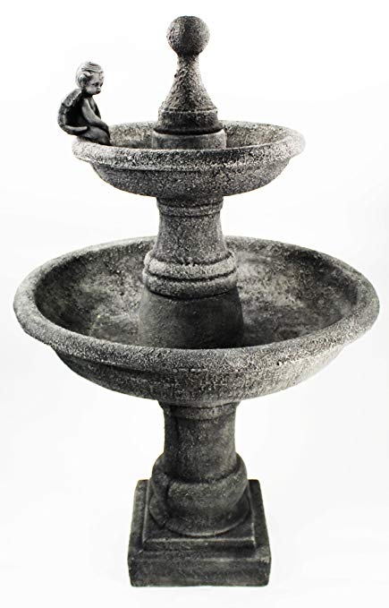 Fleur de Lis Garden Ornaments LLC Ravello Two Tier Fountain with Angel Religious Water Feature