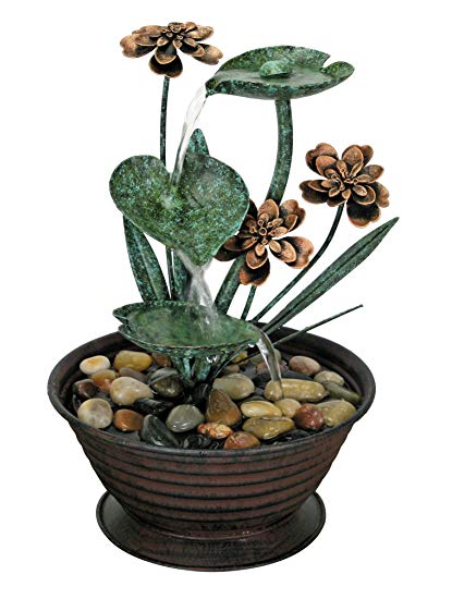 Nature's Garden Lily Pad Metal Fountain, Green