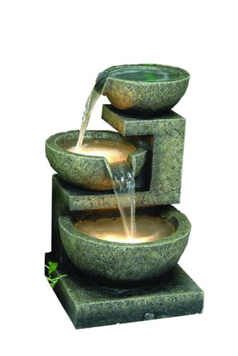Hi-Line Gift Ltd. 3-Bowl Fountain with 2 Lights