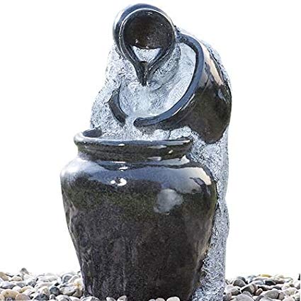 Cascade Outdoor Water Fountain 3-Tier Glazed Pots Decorative Fibeglass Garden Water Fountain