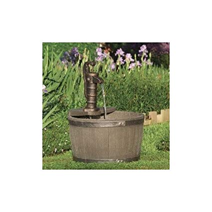 Little Giant 566740 Whiskey Barrel Classical Fountain, Weather Wood