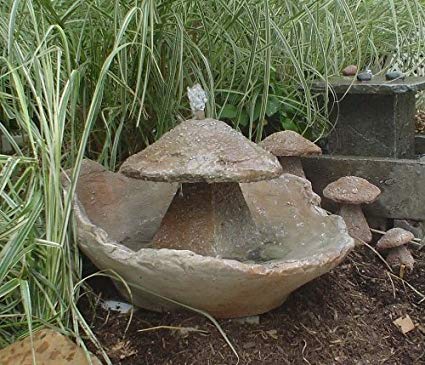 Athena Garden Inc. Garden Fountain, Cast Stone, Mushroom, Cascade, Concrete, Patio & Outdoor, Rock Garden Water Feature
