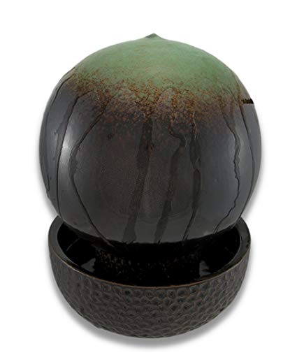 Pacific Décor Globe Fountain, 8 by 8 by 11-Inch, Green/Brown