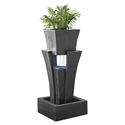 Jeco Raining Water Fountain Planter with Led Light