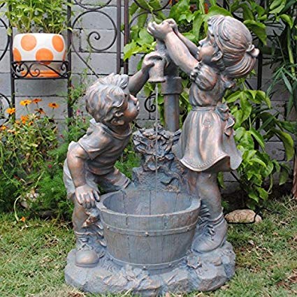 Play Child Water Fountain Boy and Girl