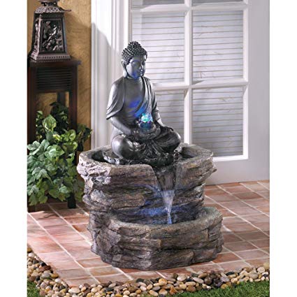 Large Color changing LED Light Thai Hindu BUDDHA Statue Outdoor Fountain