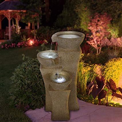 Go Yard Cascade Bowls Fountain with LED Lights
