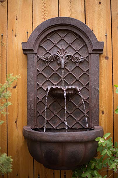 The Manchester - Outdoor Wall Fountain - Weathered Bronze - Water Feature for Garden, Patio and Landscape Enhancement