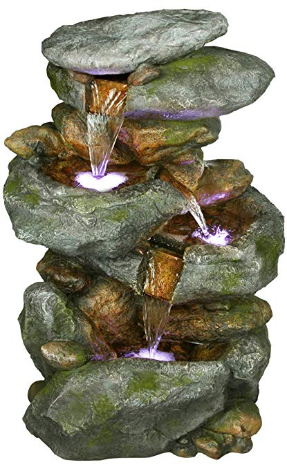 Alpine Corporation Rock Waterfall Fountain with LED Lights