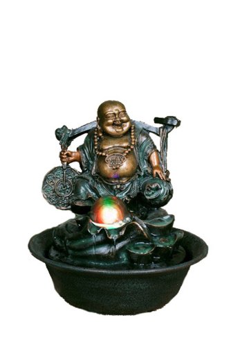 Hi-Line Gift Ltd. Lucky Buddha Fountain with Spinning Ball/LED Light
